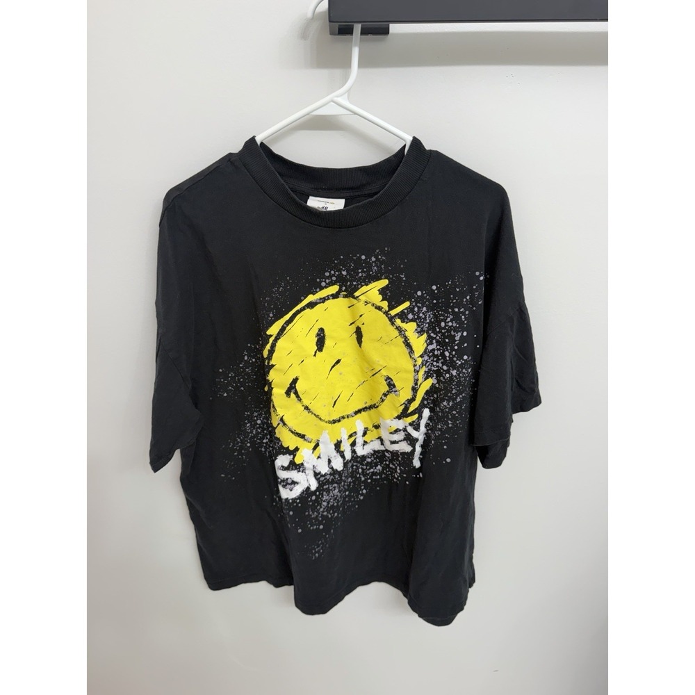 Smiley Short Sleeve  T-Shirt Men's Large Black